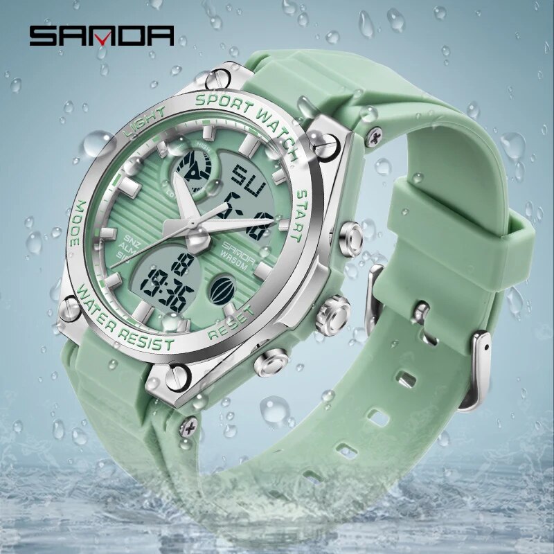 Chronograph Sport Watch - SANDA marka G tarzı LED dijital