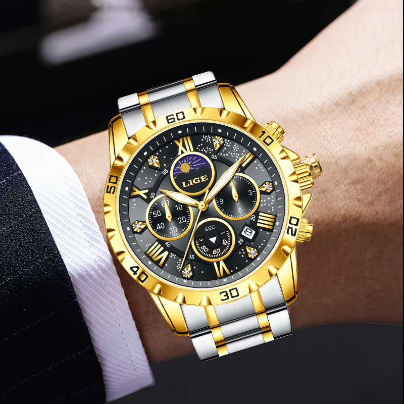 LIGE Üst Marka Lüks Kuvars Erk - Chronograph Sport Watch incelemesi ve fiyatı