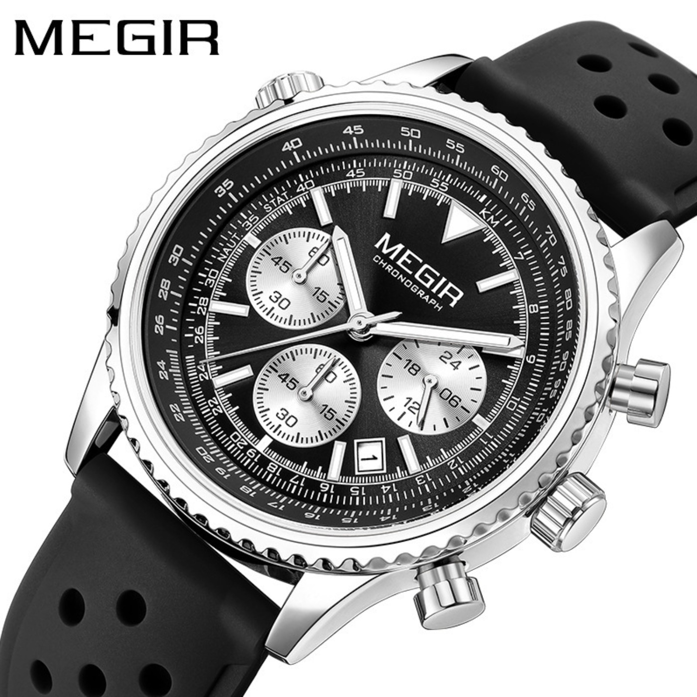 MEGIR Gümüş Siyah Kuvars İzle  - Chronograph Sport Watch incelemesi ve fiyatı
